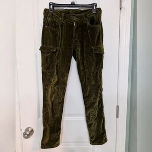 James Jeans Twiggy Ankle Cargo, Moss Velveteen, Size 27, Velvet, Olive